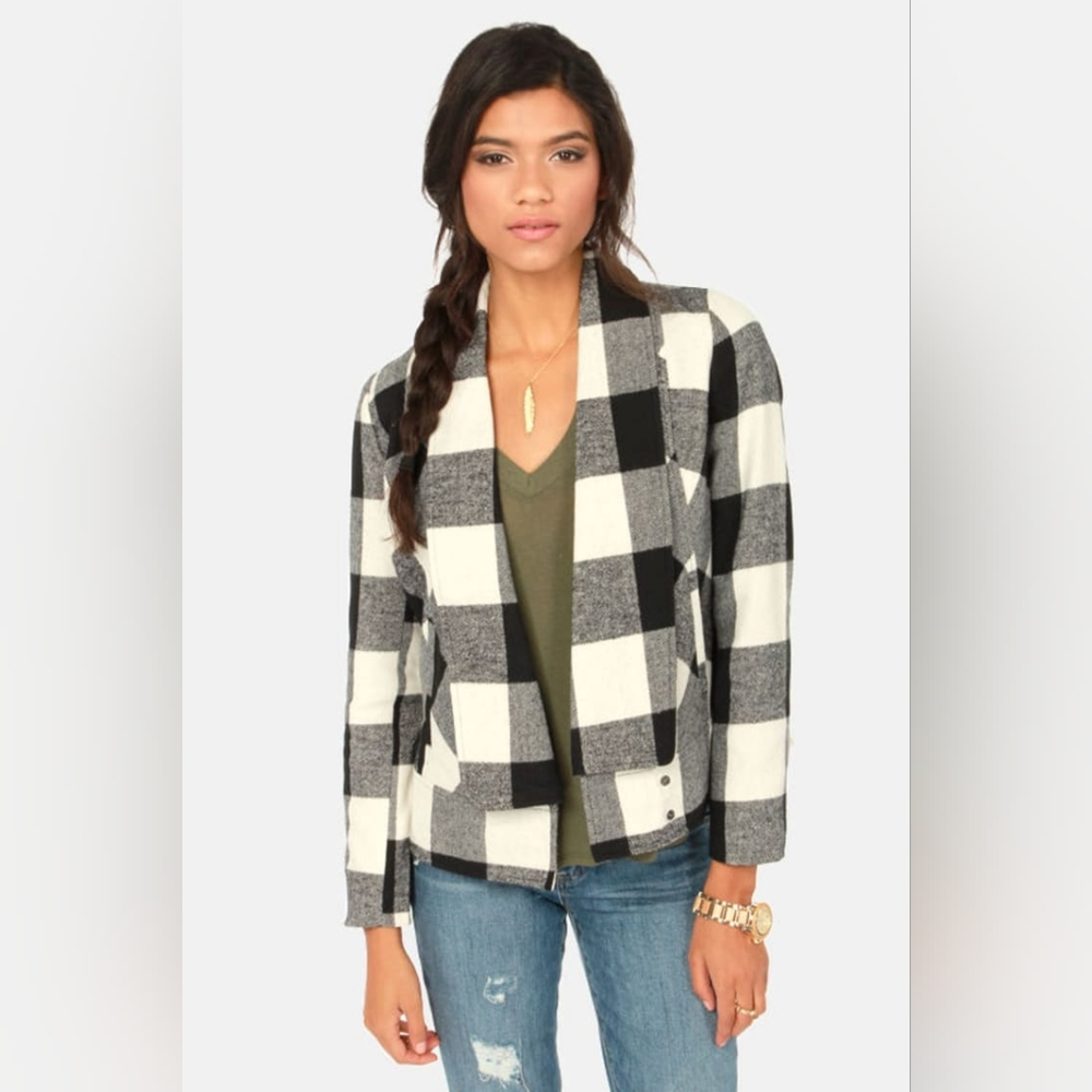 BB Dakota by Jack Campton Plaid Print Wrap Coat Jacket Size Small